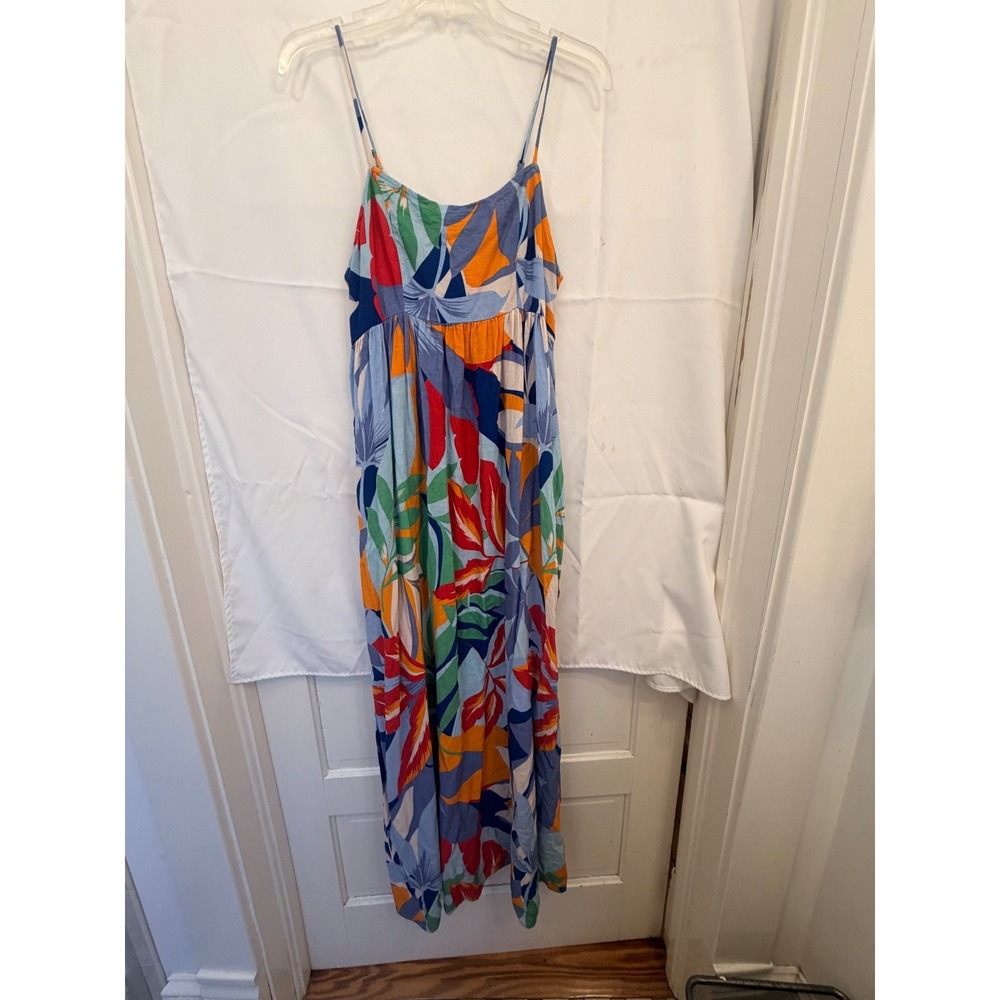Goa Beachwear by Japa Women Multicolor Tropical Leaf Viscose Maxi Dress m resort